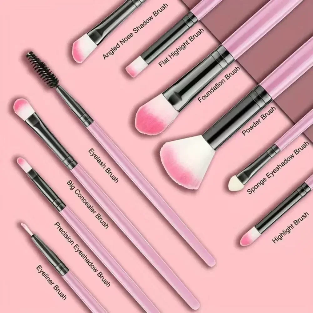 Makeup Brush Brushes Travel Set Pink 12 Pieces